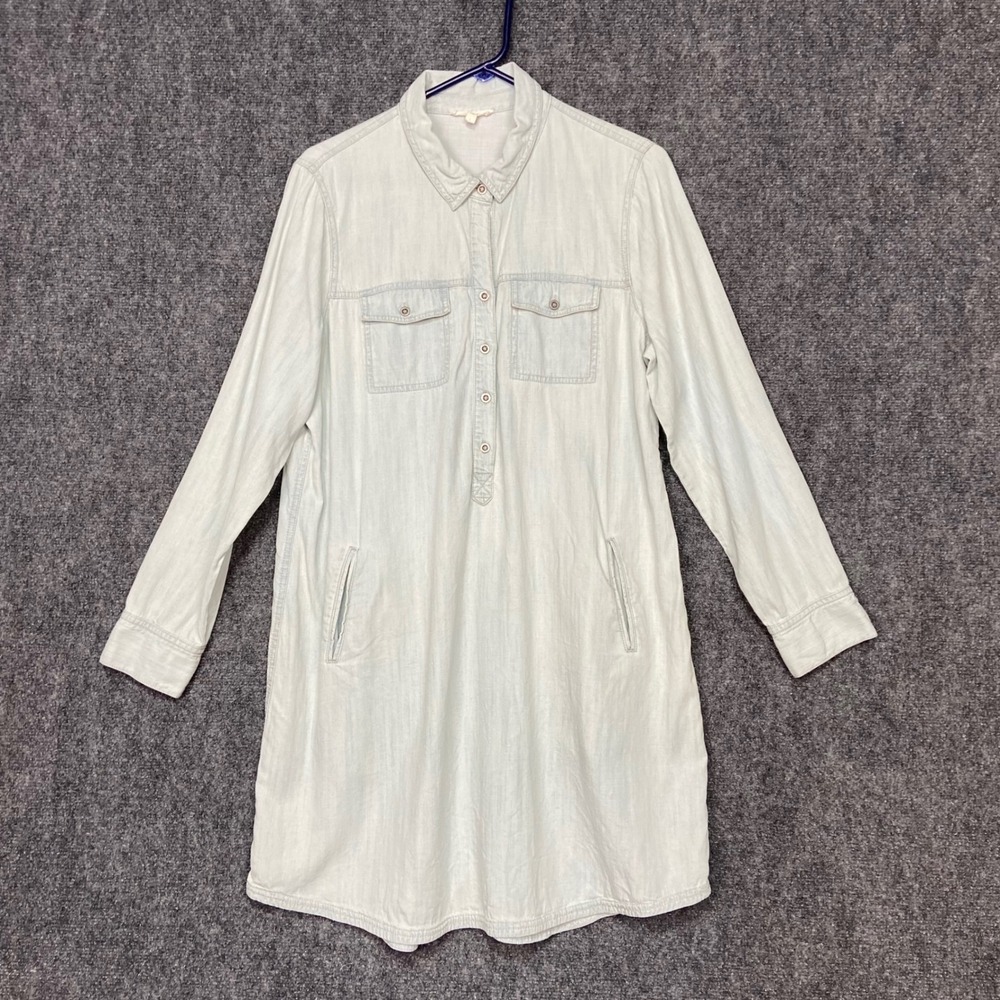 Eileen Fisher Women's Long Sleeve Tencel Cotton Shirt‎ Dress L Pockets Collared